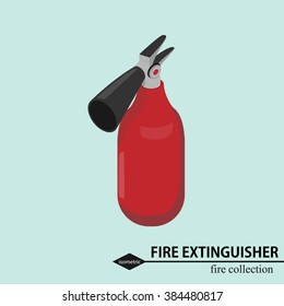 Fire extingsher for fire fighting. Isometric vector illustration
