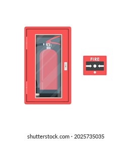 Fire extinguisher and Fire alarm button vector.