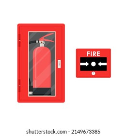 Fire extinguisher and Fire alarm button vector.