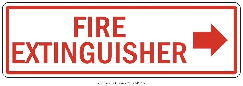 Fire extinguisher arrow sign and labels