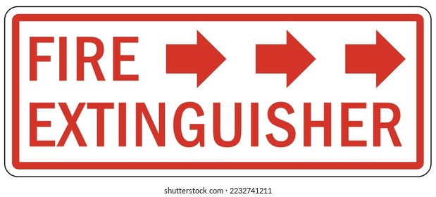 Fire extinguisher arrow sign and labels
