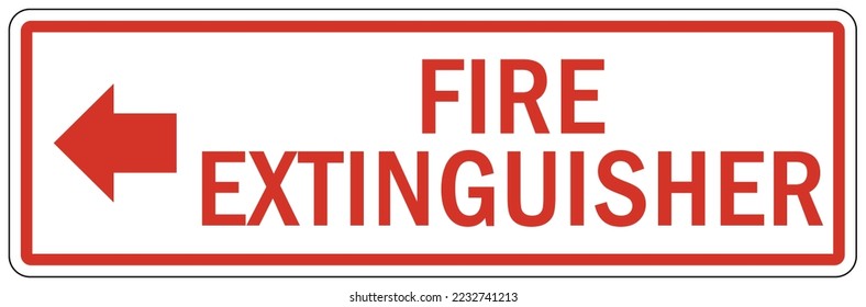 Fire extinguisher arrow sign and labels