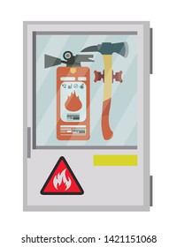 Fire extinguisher with ax.
vector illustration