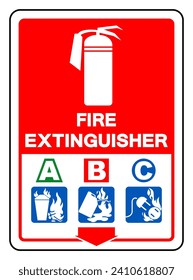 Fire Extinguisher A B C Symbol Sign, Vector Illustration, Isolate On White Background Label. EPS10