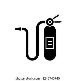 Fire extinguisher black icon, vector sign on isolated background. Fire extinguisher concept symbol, illustration 