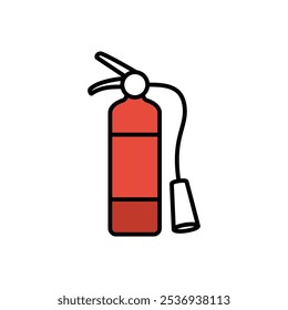 Fire extinguisher black line icon isolated on white background. Vector illustration flat design style. Tools essentials during the fire. Silhouette, pictogram fire extinguisher.