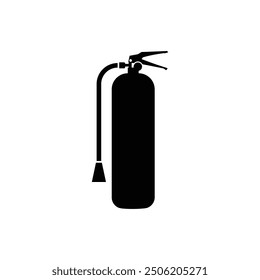 Fire extinguisher black and white flat vector icon design. Fire extinguisher symbol and clip art