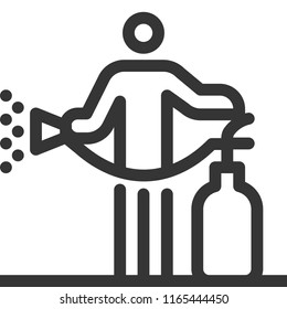 Fire extinguisher, bold line stick figure icon. The illustration is vector, editable stroke, 48x48 pixel perfect. Crafted with precision and eye for quality.
