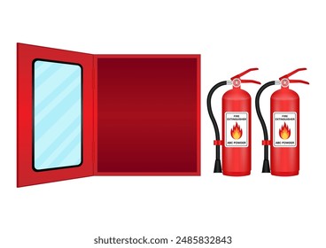 Fire Extinguisher Box. Vector Illustration Isolated on White Background. 