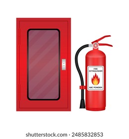 Fire Extinguisher Box. Vector Illustration Isolated on White Background. 