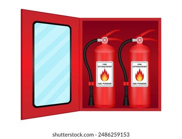 Caja del extintor de incendios. Ilustración vectorial aislada sobre fondo blanco. 