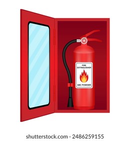 Caja del extintor de incendios. Ilustración vectorial aislada sobre fondo blanco. 