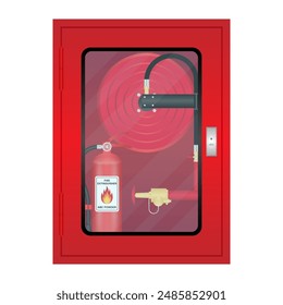 Fire Extinguisher Cabinet. Vector Illustration Isolated on White Background. 