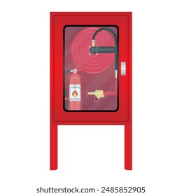 Fire Extinguisher Cabinet. Vector Illustration Isolated on White Background. 