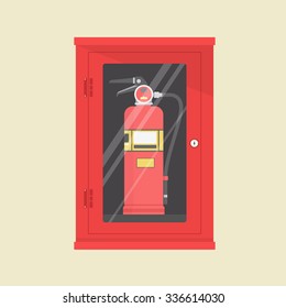 Fire Extinguisher Cabinet Vector Illustration