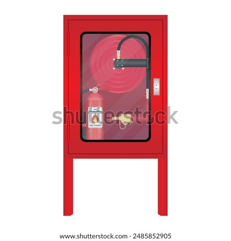 Fire Extinguisher Cabinet. Vector Illustration Isolated on White Background. 
