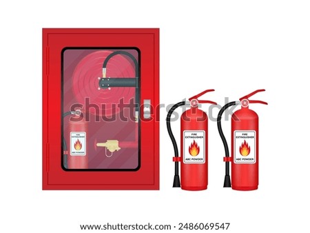 Fire Extinguisher Cabinet. Vector Illustration Isolated on White Background. 