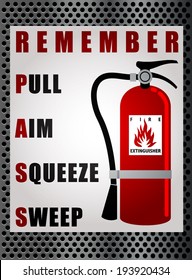 FIRE EXTINGUISHER WITH CARBON BACKGROUND VECTOR