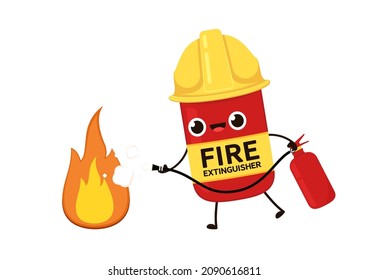 Vector de dibujos animados del extinguidor de incendios. Extintor de incendios sobre fondo blanco.