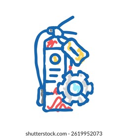 fire extinguisher check home maintenance doodle icon sketch vector. fire extinguisher check home maintenance sign. isolated symbol illustration
