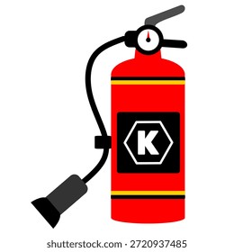 clip-art de extintor de incêndio com cor preta do rótulo da classe Fire Type K. Estilo de desenho animado extintor de fogo para crianças educação vetor imprimível