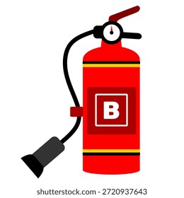 clip-art extintor de incêndio com rótulo classe Fire Type B cor vermelha. Estilo de desenho animado extintor de fogo para crianças educação vetor imprimível