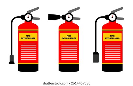 Fire extinguisher clip art vector design. Various set type fire extinguisher tank cartoon style isolated in white illustration. Safety equipment various set