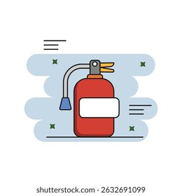Ícone de linha de cor do Extintor de incêndio com ilustração de stock de vetor de fundo branco