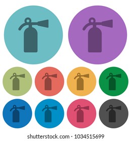 Fire extinguisher darker flat icons on color round background