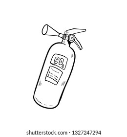 Fire extinguisher doodle icon vector 