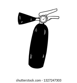 Fire extinguisher doodle icon vector 