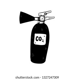 Fire extinguisher doodle icon vector 