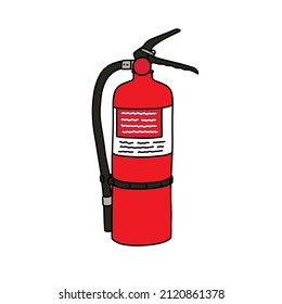 fire extinguisher doodle icon, vector illustration