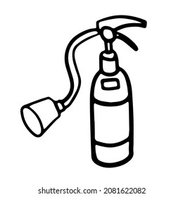 Fire extinguisher in doodle style. Isolated vector.