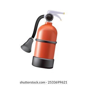 Extintor de incendios. Equipo de emergencia, dispositivo de extinción para extinción de incendios, ilustración de dibujos animados 3D. Herramienta de seguridad y protección. Ilustración vectorial 3D aislada sobre fondo blanco