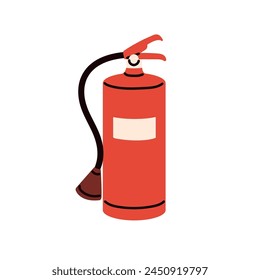 Extintor de incendios, herramienta de extinción de incendios de emergencia. Equipo de seguridad. Vaso rojo con espuma química. Dispositivo de protección de extinción. Ilustración vectorial gráfica plana aislada sobre fondo blanco