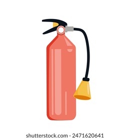 Extintor de incendios, herramienta de extinción de incendios de emergencia. Equipo de seguridad. Vaso rojo con espuma química. Dispositivo de protección de extinción. Ilustración vectorial gráfica plana aislada sobre fondo blanco