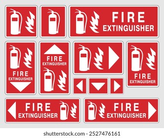 Fire extinguisher emergency icon sign. Firefighters tools, flame fighting symbol logo. Vector illustration image. Isolated on white background.