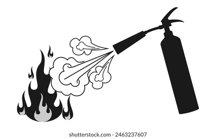 Extintor de incendios. extintor emite espuma o spray para extinguir el fuego. Ilustración vectorial aislada sobre fondo blanco.