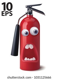 Fire extinguisher face representing panic. Vector 3D Illustration