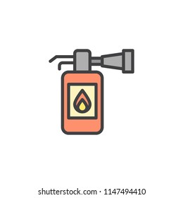 Fire extinguisher filled outline icon, line vector sign, linear colorful pictogram isolated on white. Fire safety symbol, logo illustration. Pixel perfect vector graphics