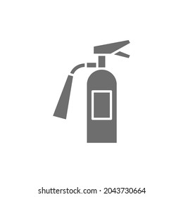 Fire extinguisher, firefighter equipment grey icon. Isolated on white background