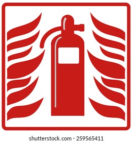 fire extinguisher with flames vector sign