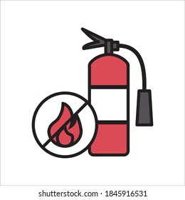 Ilustración de la plantilla de vectores de iconos planos de extinción de incendios