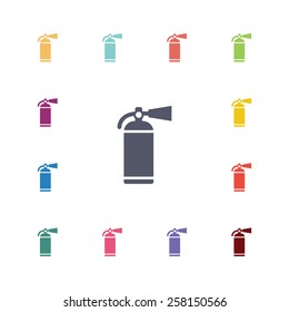 fire extinguisher flat icons set. Open colorful buttons 