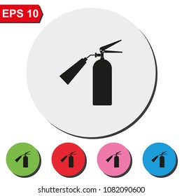 Fire extinguisher flat round colorful vector icon.