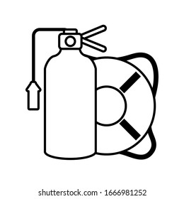 fire extinguisher with float on white background vector illustration design