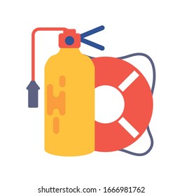 fire extinguisher with float on white background vector illustration design