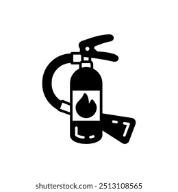 Icono del glifo del extintor de incendios, Ilustración vectorial