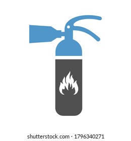 Extintor de incendios - icono azul gris aislado en fondo blanco